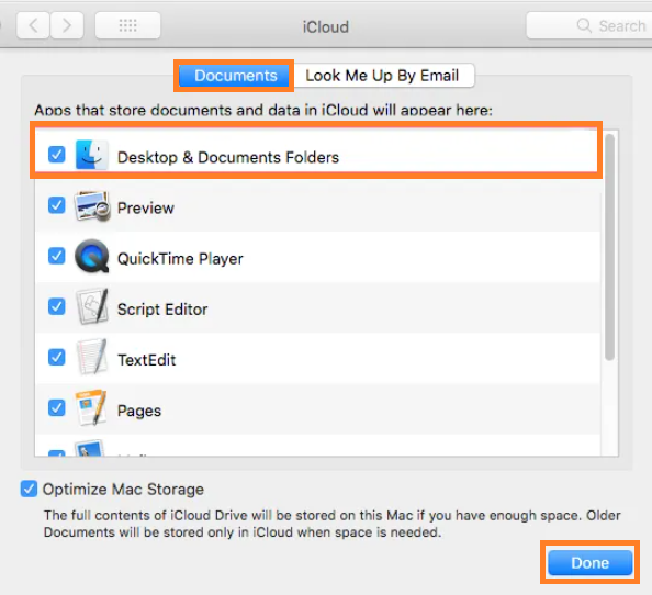 Click on the icloud drive to unhide Documents folder on Mac