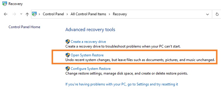 system restore - an alternative to factory reset
