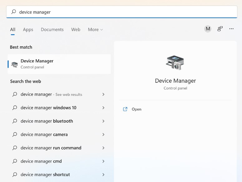 open device manager
