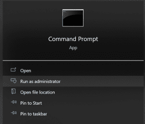 open command prompt as adminstrator