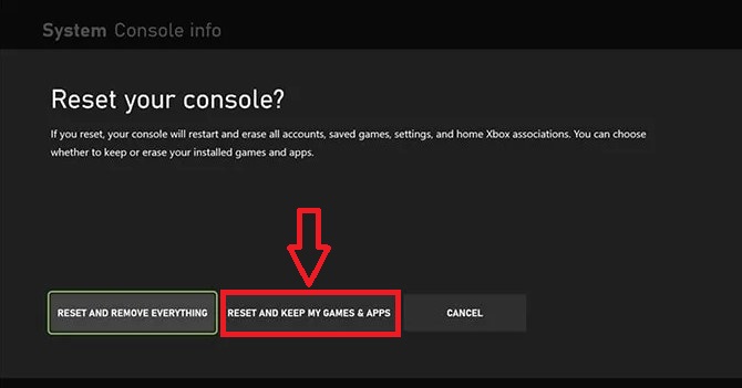 Select Reset and keep my games and apps