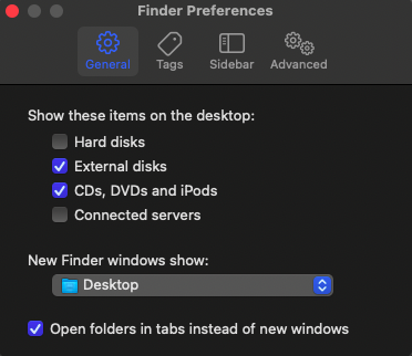 check external disks option