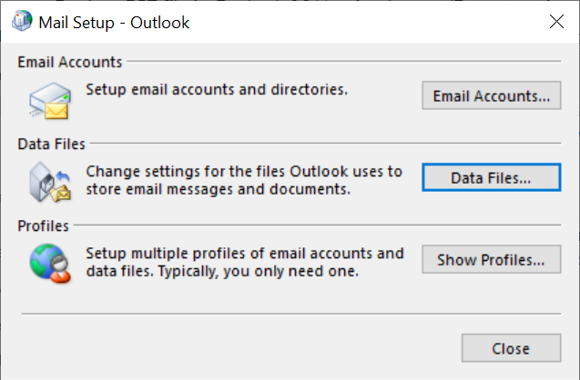 Backup PST file in Outlook 2016
