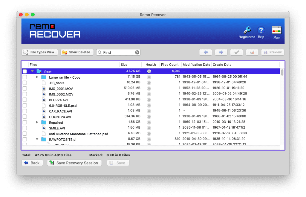a complete list of all recovered files will get displayed on your screen