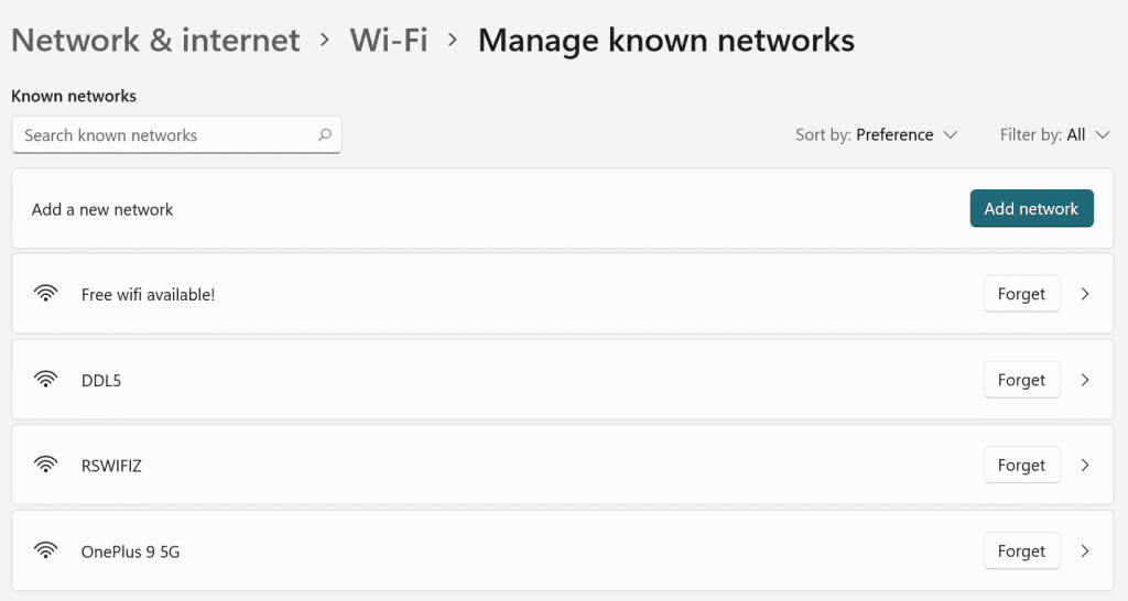 Disconnect and reconnect to a wifi network to fix wifi not working issue