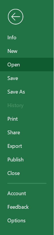 Klik op het tabblad 'Openen' en selecteer de optie 'Recente werkmappen'.