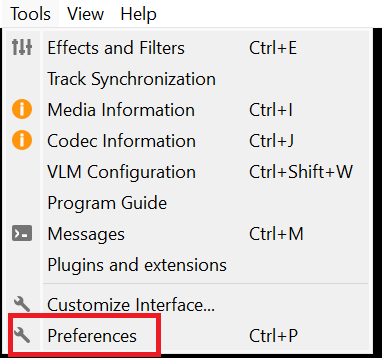 Click on preferences