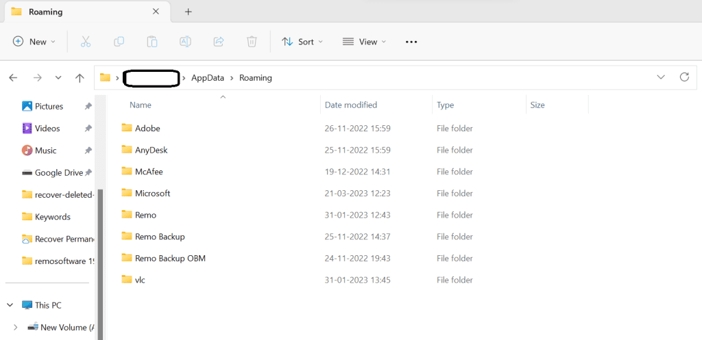 Klik in de lijst op de map 'Microsoft' en vervolgens op de map 'Excel' om niet-opgeslagen Excel-bestanden te vinden.