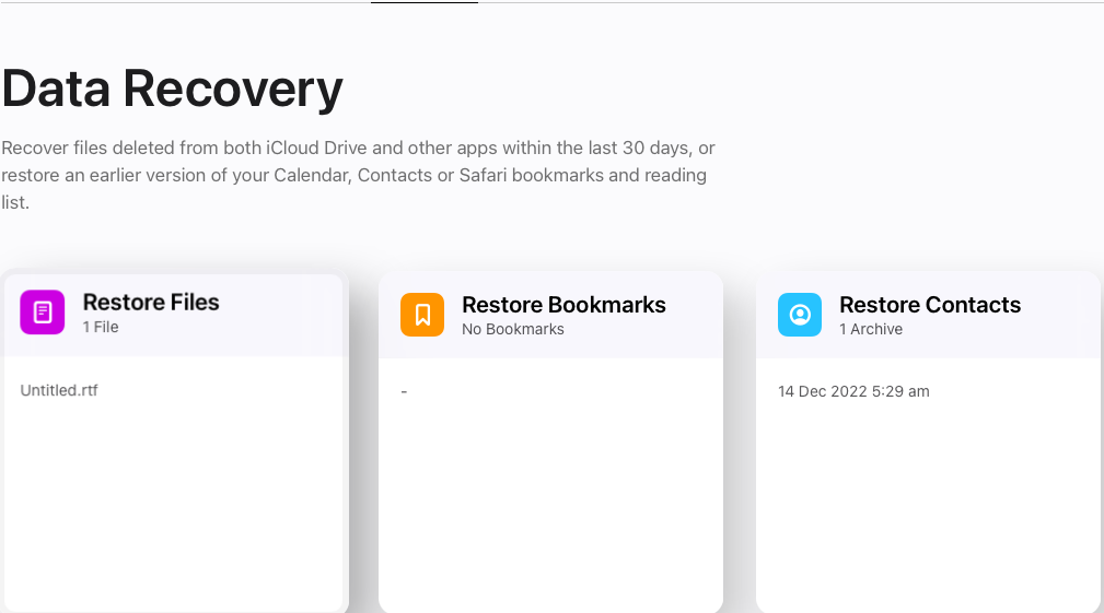 click on the restore files option to restore deleted files from mac ventura