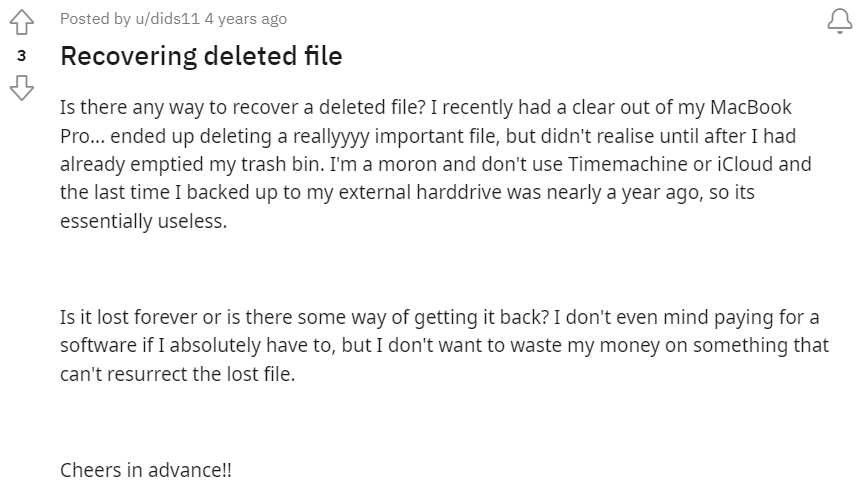 recupero di file cancellati su mac domanda sul forum reddit