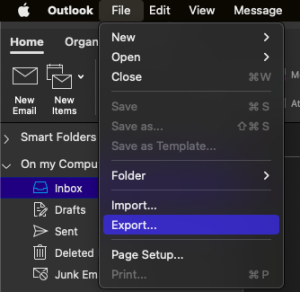 click on export