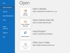 accedere al menu file di Outlook