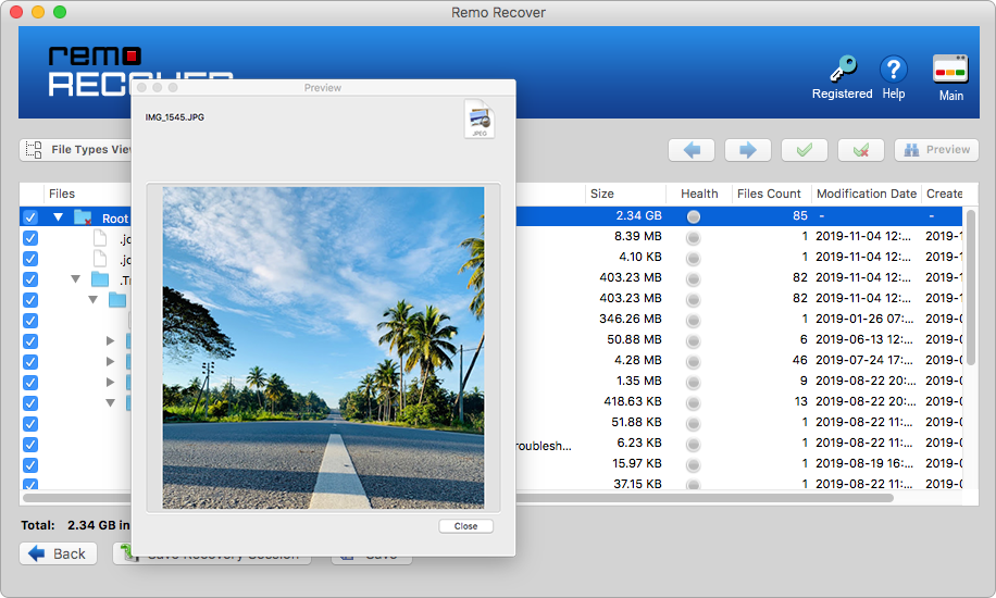 upon completion of the entire drive scan, preview the recover files from ventura