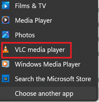 select VLC media player to play pixelated video