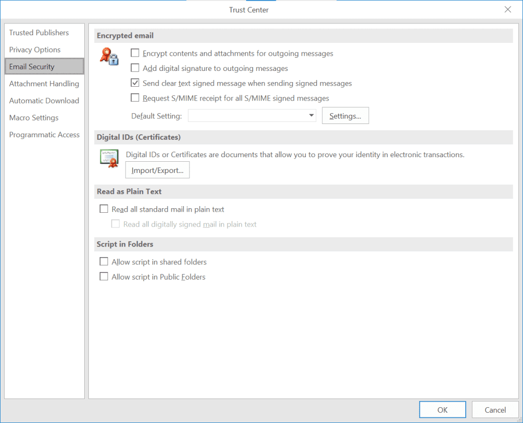 use-email-security-option-in-outlook