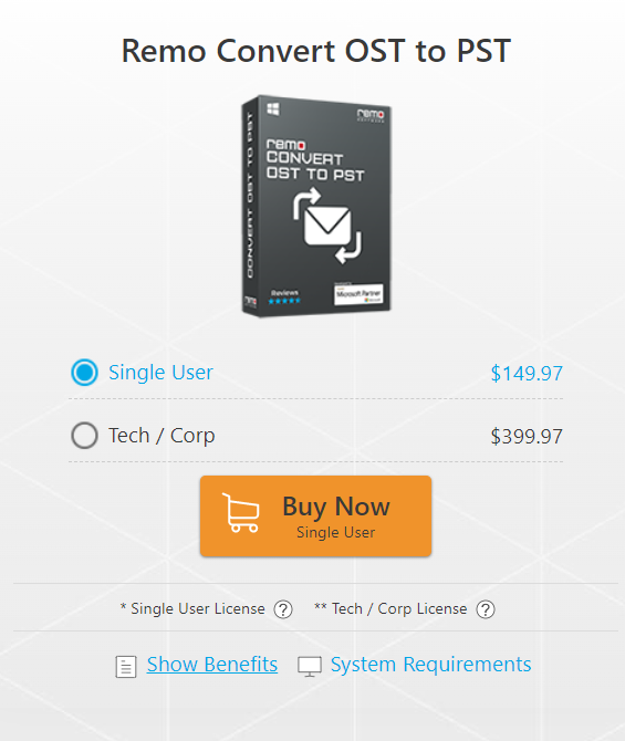 Price of Remo OST to PST converter