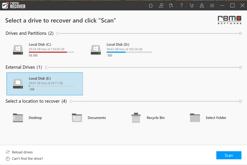 Seleziona la scheda SD per recuperare i file cancellati