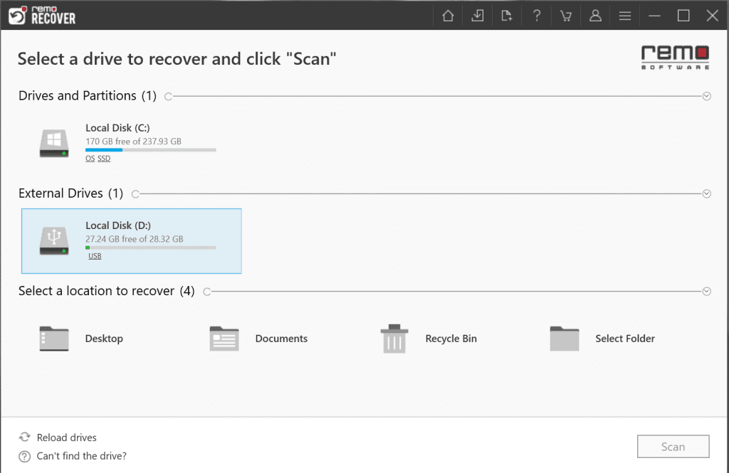 select the usb drive from where files and folders were disappeared