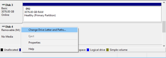 change the drive letter 
