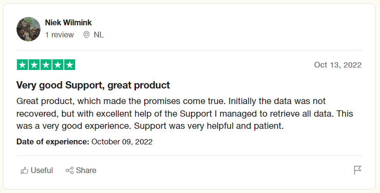 Trustpilot review about remo recover