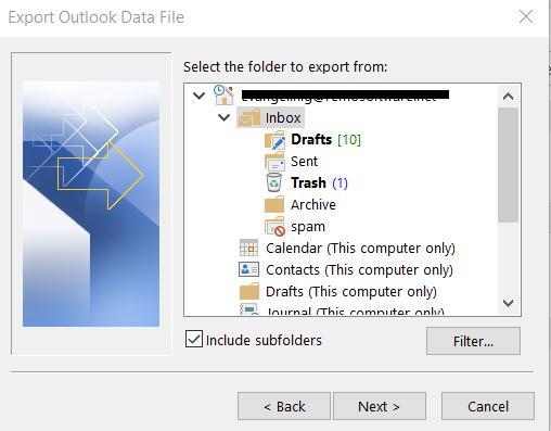 outlook select account 