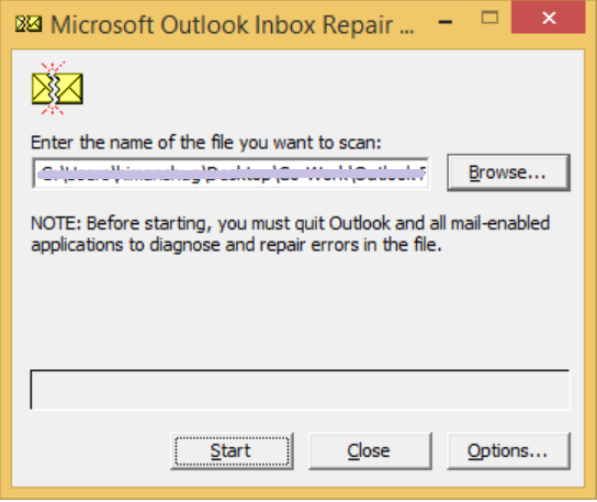 go to the scanpst to repair outlook file
