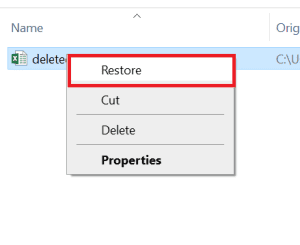 click on restore