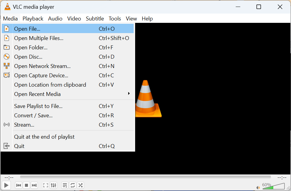 Select Open File option 