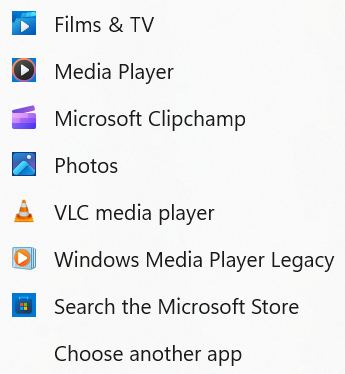 Open AVI using Windows Media Player 