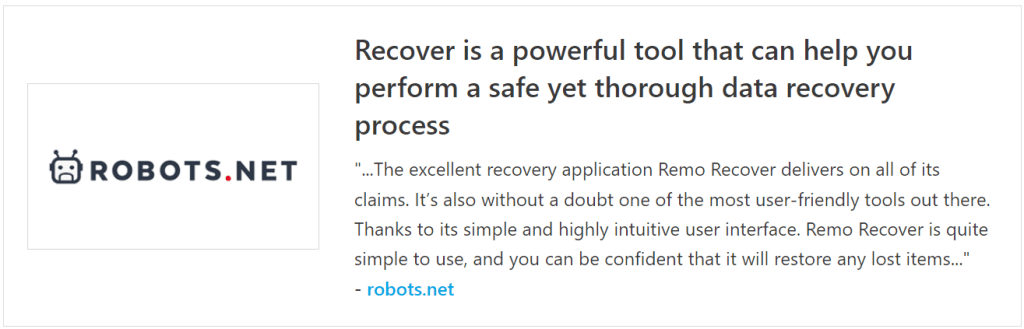Remo Recover Review by Robots.net
