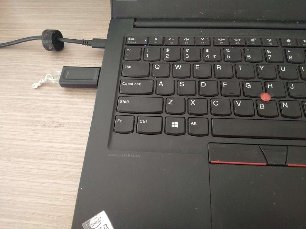 usb drive connected to laptop