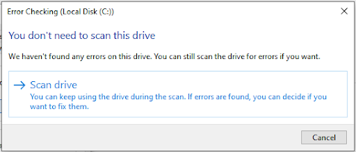 click on the scan drive