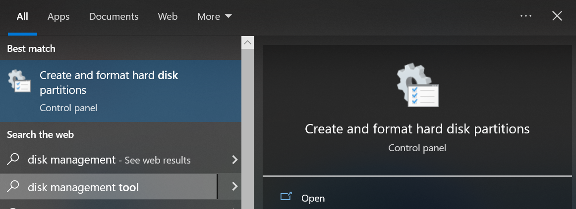 go to disk management