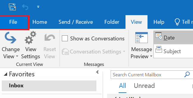 click-on-file-to-access-outlook-menu