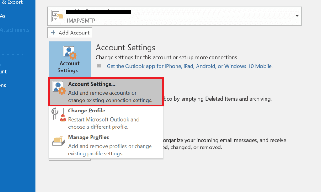 access-outlook-account-settings