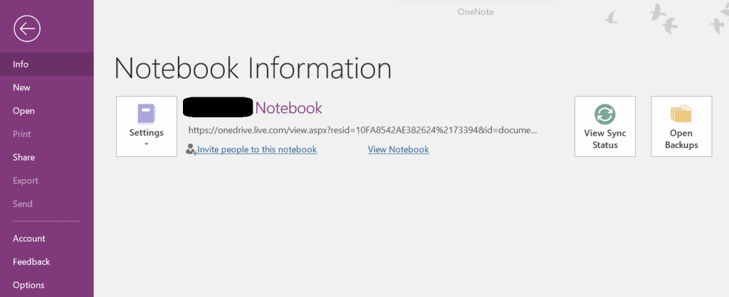 click on open backups to restore onenote files from local backups