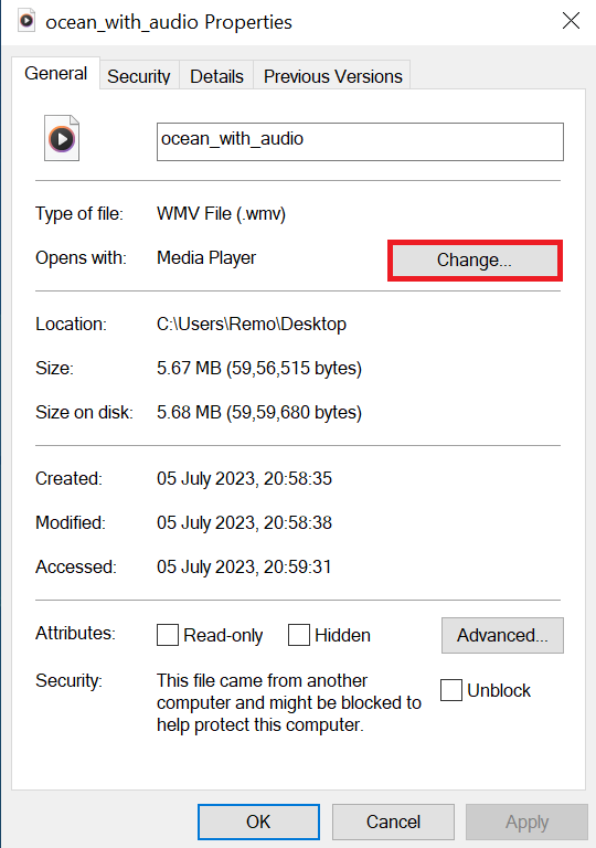 open-the-wmv-video-file-on-vc-by-clicking-on-the-chnage-button