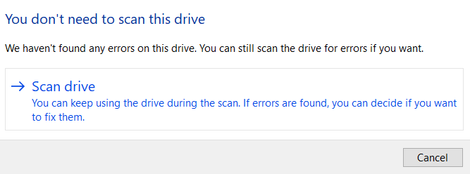 click on scan drive