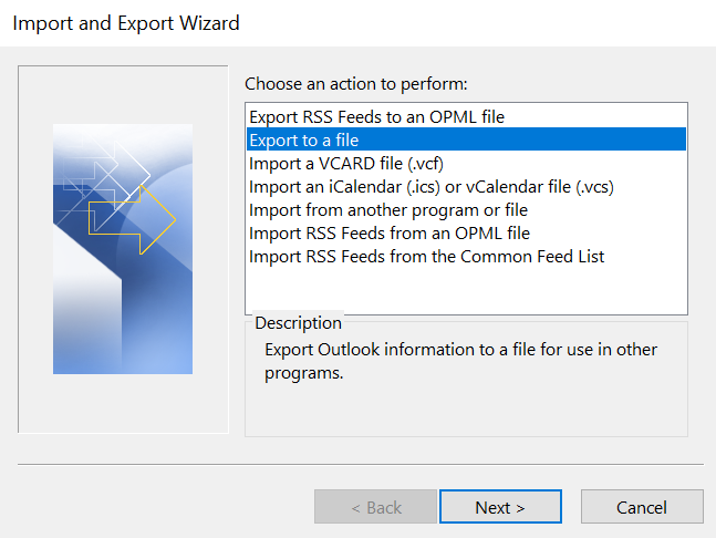 Click on Export to a file