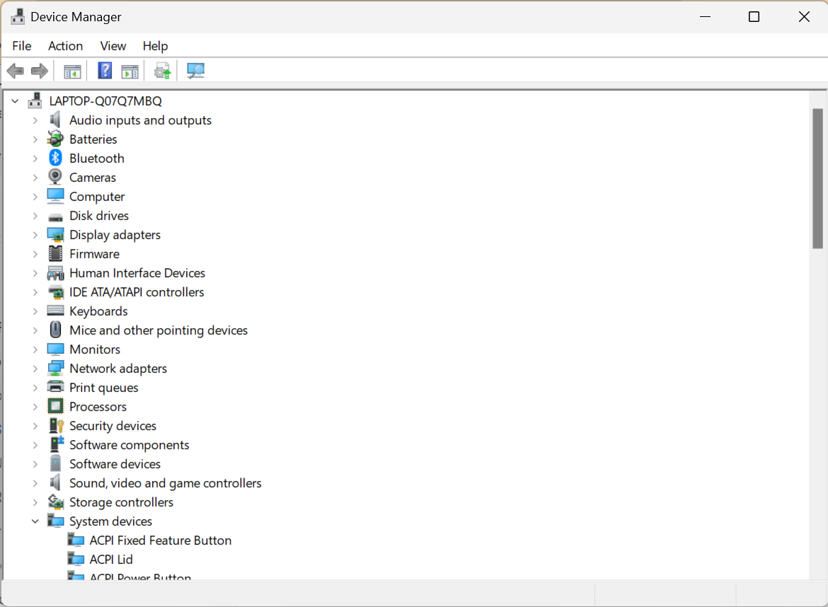 Open Device Manager on Windows