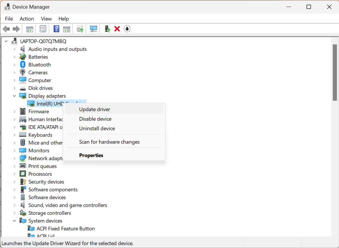 update Graphic driver