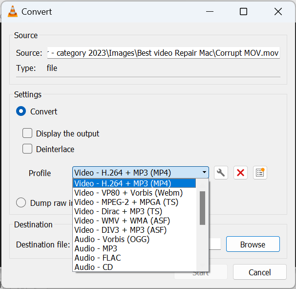 Convert the Selected Media File
