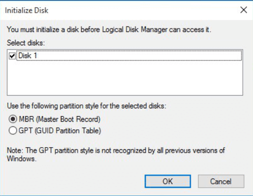 select the partition for your disk