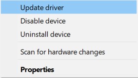 select the update driver option