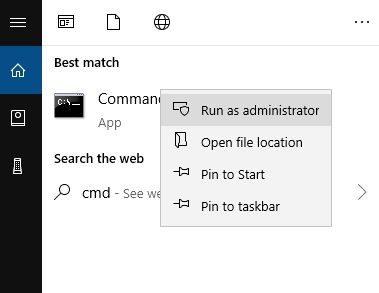 open command prompt as administrator