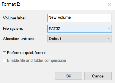  select FAT32 File system.