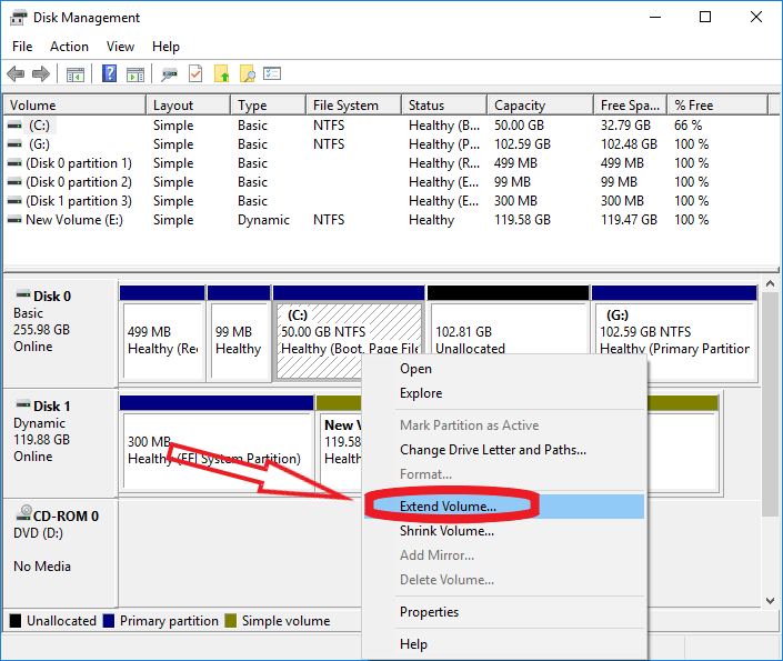 extend the volume to fix unallocated hard drive
