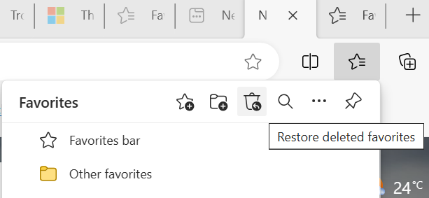 Click on the restore deleted favorites option in the Favorites menu bar