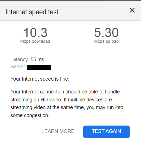 Speed test before before repositioning 