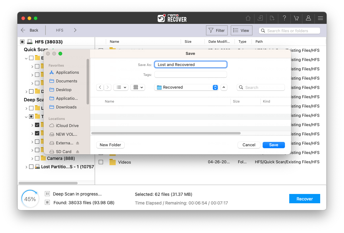 save the files